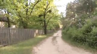 Pooping at outhouse in the woods