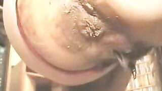 Cheeky sticky shit closeup