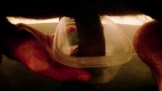 Lovely amateur lady dropping shit in the container