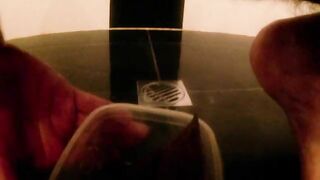 Lovely amateur lady dropping shit in the container