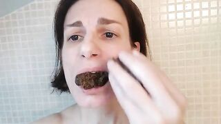 Eating shit while rubbing on the face