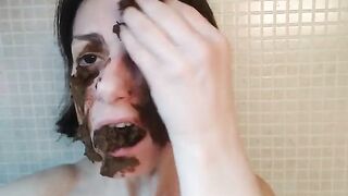 Eating shit while rubbing on the face