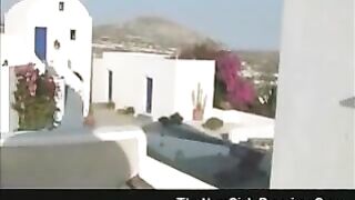 Cute brunette teen girl and hot shit on the roof