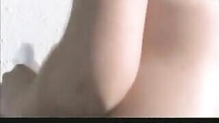 Cute brunette teen girl and hot shit on the roof