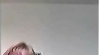 Cute tattooed blonde MILF shitting