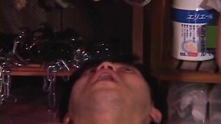 Hairy Japanese mistress dropping shit for bdsm slave