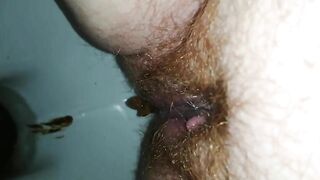 Hairy fat lady dropping shit