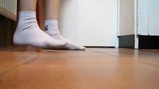 Lovely Asian teen babe dropping hot load on the floor