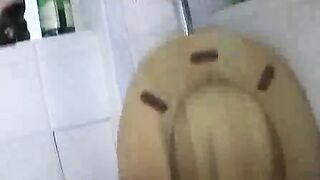 Mature scat couple toilet play