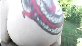 Big ass slutty milf riding cock while shitting