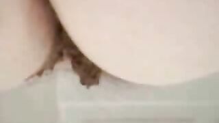 Chubby lady with hairy pussy and big ass love shitting