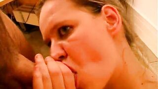 Blonde girl loves eating shit