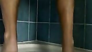 Nice round ass lady dropping in the shower for you