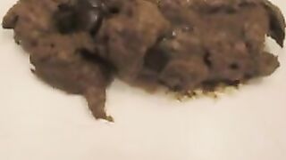 Woman shits on the floor in the bathroom