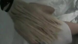 Girl wipes her ass with a cloth after a big shit