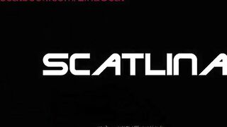 Woman eats shit and lettuce off her tits