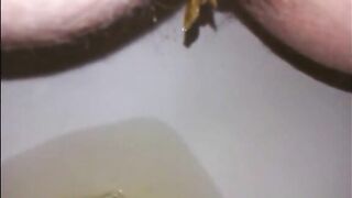 Hairy sexy milf shitting in the toilet