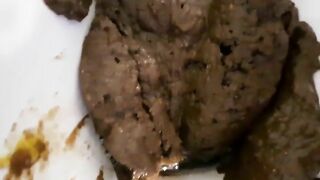 Girl takes a huge shit on the toilet and wipes her ass