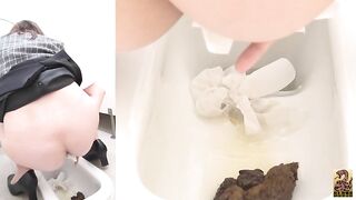 Slutty hot Japanese teen girl shitting hard