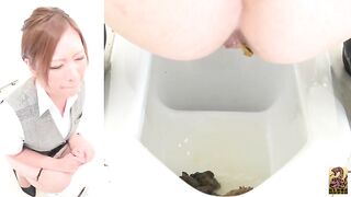 Pretty office Asian babe dropping shit