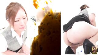 Pretty office Asian babe dropping shit