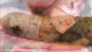 Hot brunette milf licking her marvelous big turd