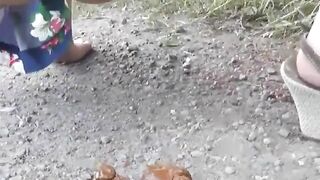 Outdoor poop from hot ass milf