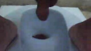 Girl takes a massive shit in a public toilet