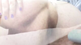 Girl shits in a bowl on the floor