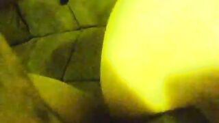 Girl spreads shit with her foot to paint the floor