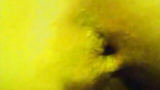 Girl spreads shit with her foot to paint the floor