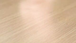 Woman squats on a box and takes a huge shit