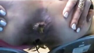 Girl puts her finger in her ass and then licks it