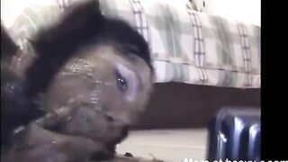 Girl gets face smashed in shit on a bed