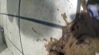 Asian girl shits on the floor