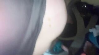 Woman spreads her ass cheeks covered in shit