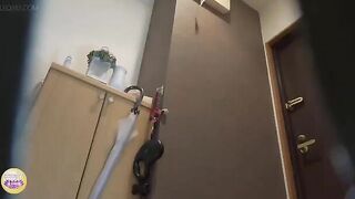Girl squats and takes a huge shit in the toilet