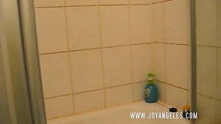 Girl squats on toilet and takes a shit in the water