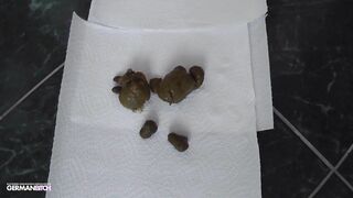 Girl takes a big shit on the toilet