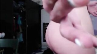 Brunette shits and masturbates anally