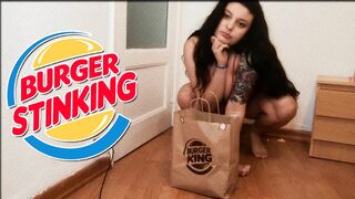 Girl squats to shit in Burger King takeout cup