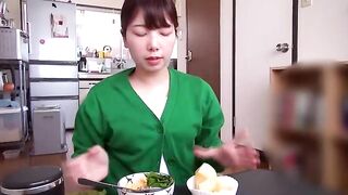 Slut eats shit in her kitchen holding a stuffed animal