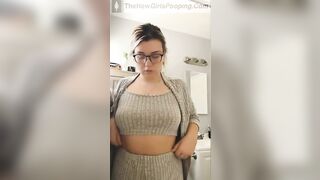 Girl squats over toilet to take a shit