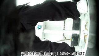 Girl holds her underwear while taking a shit in public