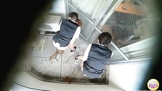 Women fuck each other over a pile of shit on the floor