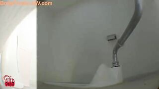 Girl takes a dump in the toilet and makes a mess
