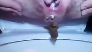 Shit and piss in toilet