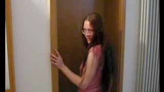 Redhead girl shitting