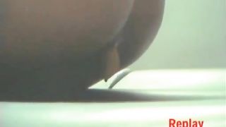 Sexy ebony shitting on hidden camera