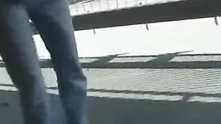 Two sexy girls pooping in a garage